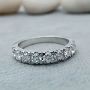 Bijoux fins bijoux luxueux personnalisés BANDE DE MARIAGE diamant rond en argent 925 10K 14K 18K or blanc bague en diamant Moissanite - Product Image 1