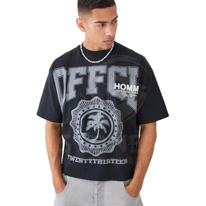 Camiseta Gráfica Extra Grande para Hombre, Personalizada, Lavada al Ácido, de Poliéster/Algodón, con Logotipo Impreso Digitalmente, Estilo Vintage Urbano - Product Image 1