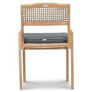 Silla de Comedor Moderna, Ecológica y Duradera de Madera de Teca Maciza con Núcleo de Ratán Sintético Tejido, Impermeable, con Cojín - Product Image 5