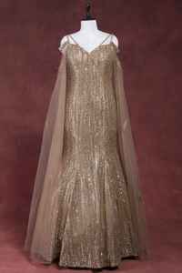 Vestido de Cóctel sin Mangas con Escote Corazón, Silueta en A Brillante, Detalles Recortados, Largo Completo, Talla Grande, Antiestático Natural - Product Image 5