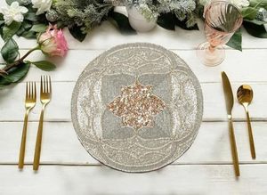 Handcrafted Round <b>Beaded</b> <b>Placemats</b> for Dining Table Wedding Christmas Decoration Family Gathering Parties - Product Image 6
