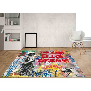 Alfombra Dream Big Graffiti: Tapete Antideslizante Decorativo, con Pelo Suave - Product Image 3