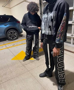 Sweat à capuche surdimensionné brodé numérique strass personnalisé 100% coton Vintage Full Zip Winter Streetwear 370 grammes French Terry - Product Image 3