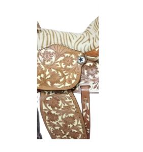 Selle de course de baril de cheval occidental en cuir peint en blanc usiné à la main - Product Image 3