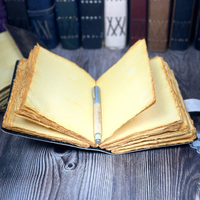 Cuaderno de hechizos Wiccan hecho a mano con estampado de cuero de gato egipcio, Grimoire, Diario de mago, Regalo vintage para él, Cuaderno de brujería