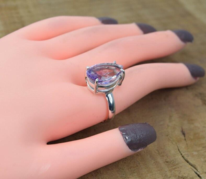 High Demand Faceted Purple Amethyst Pear Gemstone <b>Ring</b> 925 Sterling Silver Handmade Jewelry February Birthstone Gift For Women - Product Image 4