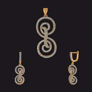 Kriaa AD Fine Jewelry <b>Set</b> <b>Gold</b> Plated Pendant with Stones 1202142 - Product Image 1