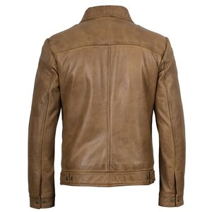 Chaqueta de Cuero de Oveja de Color Personalizado para Hombre, Cómoda, Transpirable, Impermeable, Diseño de Cuello Alto para Invierno, para Uso Casual - Product Image 2