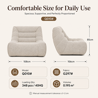 Fauteuil modulaire capitonné en tissu kaki de luxe moderne, confortable pour le salon, canapé de détente