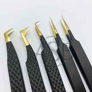 Pince à épiler d'extension de cils en acier durable japonais en or noir 45 90 65 degrés volume et pince à cils d'isolement - Product Image 5