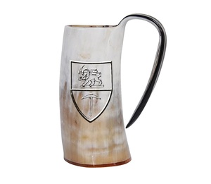 Tasse à manger Viking écologique fabriquée à la main avec corne de buffle naturelle biologique sculptée ange Design Art à collectionner - Product Image 1
