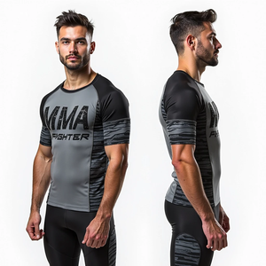 MMA Rash Guard Compression Fit pour MMA Personnalisé HD Print Fighters Full And Short Sleeve Training kimono de jiu jitsu - Product Image 1