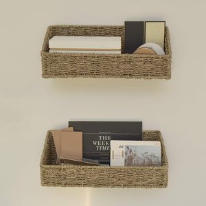 Meilleure vente de paniers de rangement tissés au mur et en jonc de mer pour l'organisation de la cuisine et de la salle de bain, paniers de rangement - Product Image 2