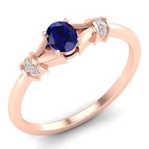 Anillo de Zafiro Azul de Corte Ovalado de 0.35 Quilates en Oro Sólido de 14K de Alta Calidad REYES, Certificado GRA, Joyería Fina con Moissanita - Product Image 2