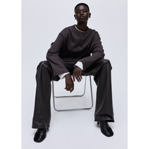 Sweat-shirts à col rond en molleton de coton mélangé avec logo personnalisé en gros pour survêtements pour femmes, sweat-shirt à épaules tombantes, pull à capuche OEM - Product Image 4