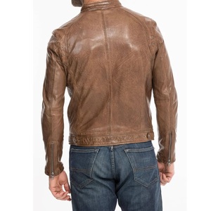 Veste en cuir personnalisée pour homme, en peau de mouton véritable, logo frontal, vente en gros, mode automne-hiver, coupe ajustée - Product Image 6