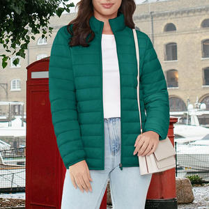 Hot Selling Women Quilted Knitted Puffer Jackets Stand Collar Welted Pockets Elastic Cuff 100% Polyester <b>Waterproof</b> Reversible - Product Image 3