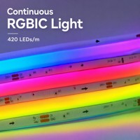 Tira de Luces LED RGBIC COB, 420 LED/m, Direccionable, con Efecto de Persecución, DC 12V/24V, Cortable cada 10mm, Tira Inteligente para Decoración del Hogar