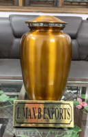 Urnas de cremación para adultos de color amarillo transparente de aluminio para cenizas humanas con bolsa de terciopelo gratis precio al por mayor