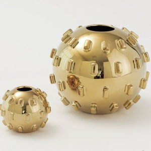 Vaisselle en bois avec incrustation d'os, vase à fleurs moderne couleur or, pichet pour pot de mariage en aluminium, intérieur et extérieur, article décoratif en métal pour la maison - Product Image 1