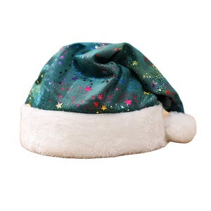 Luxury Velvet Red <b>Christmas</b> Santa <b>Hat</b> with Golden Foil, Inflatable & Custom Patches Festive <b>Adult</b> Party Headwear - Product Image 3