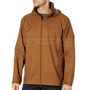 Impermeable para Hombre Color Marrón, Resistente al Agua para Uso Diario, Cremallera Frontal Completa, Capucha con Cuello Ajustable, Chaquetas Cortavientos de Marca Privada - Product Image 1
