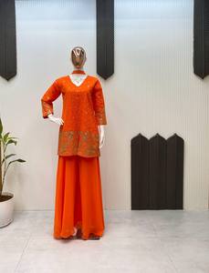 FABZONE Designer <b>Kurta</b> Sequence Embroidery Work Plazzo Dupatta for <b>Women</b> - Product Image 4