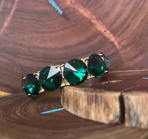 สร้อยข้อมือยืดพลอยเทียมสีเขียวมรกต925เงินสเตอร์ลิง14K ชุบทองแวววาวของขวัญเครื่องประดับสำหรับเธอ - Product Image 1