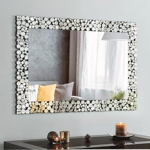 Miroir mural rectangulaire décoratif avec cadre en mosaïque de verre pour salon, décoration murale moderne de luxe BY ARTISAN AURA - Product Image 1