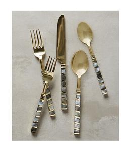 Gold Finished Cutlery <b>Set</b> Table Ware Cutlery <b>Set</b> Dinnerware Stainless Steel Simple Creative Gift Silver Customize OE - Product Image 4
