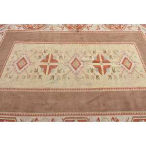 Vintage Rug, 6.5x9.4 ft Large Rug, <b>Brown</b> Orange <b>Wool</b> Rug - Product Image 5