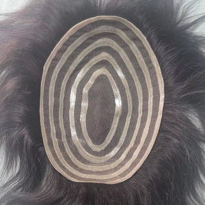 Peluca de Encaje PU para Hombre, Prótesis Capilar de Cabello Remy Indio con Ondas Naturales y Estilos Lacio Rizado, Peso 40-80g - Product Image 1