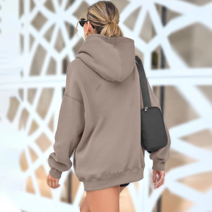 Pulls à capuche pour femmes en tricot d'hiver de haute qualité, sur mesure, OEM, décontractés, surdimensionnés, lourds, unis - Product Image 3