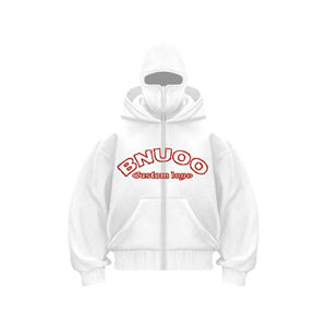 Sweat à capuche à double capuche pour homme avec cagoule et fermeture éclair 100% coton Vêtements d'automne pour temps froid 2 pièces - Product Image 5