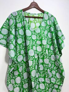 100% puro algodón hermoso Boho Floral Kaftan bata hasta el suelo Maxi verano ropa de dormir hecho a mano vestido Casual Natural regalo perfecto - Product Image 4