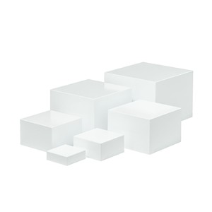 <b>Acrylic</b> Porcelain White Square <b>Display</b> Stand <b>Box</b> with Black Base for Wedding Festival Jewelry Storage - Product Image 1