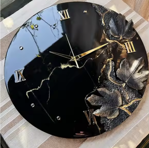 Cadeau de Noël Tenture murale en bois Acacia Horloge murale en bois et résine époxy Horloge élégante et personnalisée - Product Image 2
