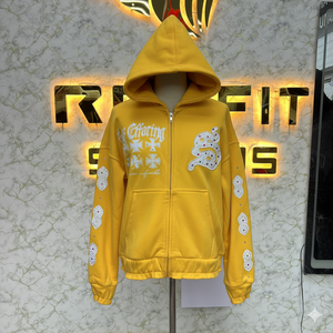 Top vente bon matériel sweat à capuche zippé qualité supérieure 100% coton fabriqué en usine bouffée imprimé pas cher prix le plus demandé - Product Image 1