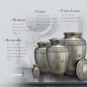 Urna de cremación cruzada de plata para cenizas, hombre adulto, personalizada para cenizas humanas, hombre adulto, cruz decorativa, urna de tamaño personalizado - Product Image 5