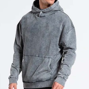 Hoodies Vintage Plus Size 350Gsm Thick Sun Faded Acid Wash Hoodie Pullover No String Heavyweight Sweatshirts avec Anti-Pilling - Product Image 5