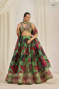 Hermosa Organza de diseñador de alta calidad Lehenga Choli con bordado Zari Ropa de fiesta étnica india y pakistaní - Product Image 5