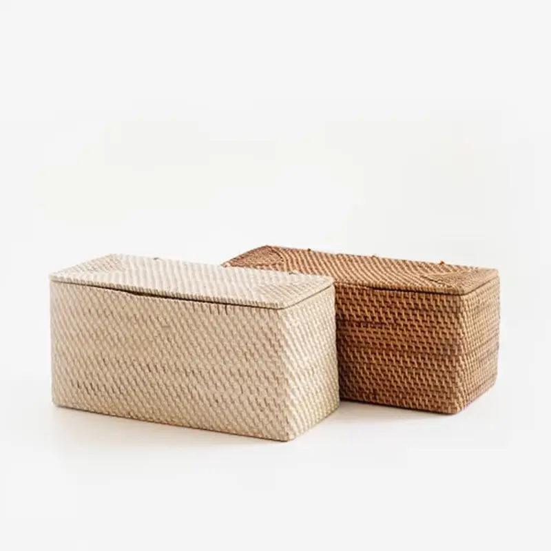 Baby kids storage toys container organization children room decor gift box set natural stackable rattan boxes with lid