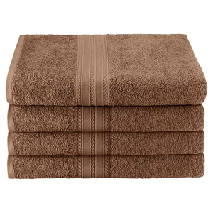 Serviette de bain en coton marron, tissée, unie, rectangulaire, pour la plage, douce et absorbante - Product Image 6