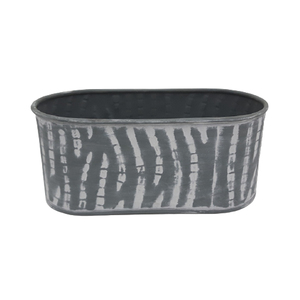 Venta caliente maceta ovalada moderna gris metálico con acabado antiguo blanco interior y exterior diseño antiguo maceta hecha a mano - Product Image 1