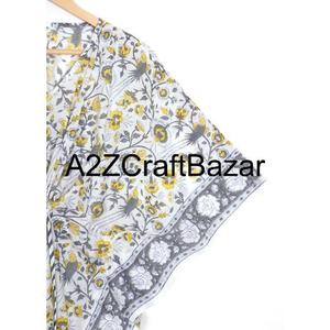 Vestido Casual Ligero, Ecológico, Lavable, de Algodón Puro, Cuello en V, Estilo Túnica Midi, con Borlas, Estampado Floral Bohemio, Manga Corta - Product Image 6