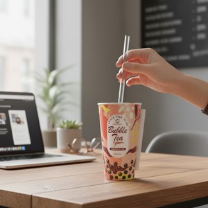 Thé au lait au sucre brun Madame Hong avec des billes de tapioca dans un gobelet 250 ml Boisson instantanée Pratique - Product Image 4