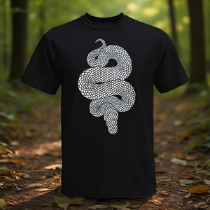 T-shirt con stampa Curling Snake Scale Art, maglietta grafica da uomo nera - Product Image 3