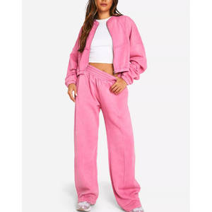 Ensemble de survêtement pour femmes de qualité supérieure, en molleton de coton personnalisé, respirant, de haute qualité, avec fermeture éclair - Product Image 5