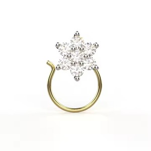Shining Star Jewelry Yellow Gold Certified Diamond Allure <b>Nose</b> pin Lab Grown Diamonds Flower Shape Pretty <b>Nose</b> Stud For Weddings - Product Image 5