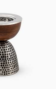 Brûleur d'encens en bois et métal moderne, pilier martelé, texture martelée à la main, avec encensoir en bois supérieur, pour une utilisation à domicile au Moyen-Orient et au Golfe - Product Image 4